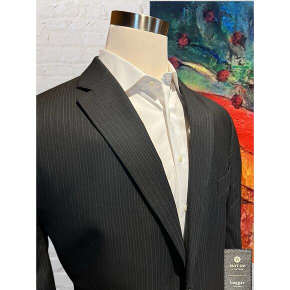 Haggar Suit Up 46L Dark Gray Multi-Stripe Mens Blazer Suit Jacket - Picture 6 of 16